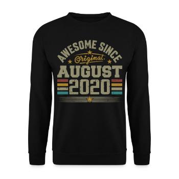 August 2020 Geburtstag August 2020 August 2020 Retro - Unisex Pullover - Schwarz - Vorne - Alina (178cm) & Michal (187cm)