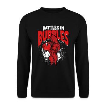 Kampffisch Kampffische Battles In Bubbles - Unisex Pullover - Schwarz - Vorne - Alina (178cm) & Michal (187cm)