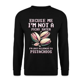 Allergie à la pistache Je suis juste allergique aux pistaches - Sweat-shirt Unisexe - noir - Devant - Alina (178cm) & Michal (187cm)
