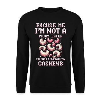 Allergie aux noix de cajou Je suis juste allergique aux noix de cajou - Sweat-shirt Unisexe - noir - Devant - Alina (178cm) & Michal (187cm)