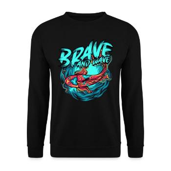 Kampffisch Brave And Wave - Unisex Pullover - Schwarz - Vorne - Alina (178cm) & Michal (187cm)
