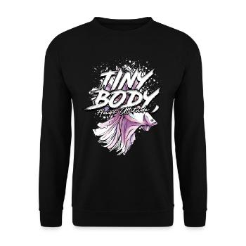 Kampffisch Kampffische Tiny Body Huge Attitude - Unisex Pullover - Schwarz - Vorne - Alina (178cm) & Michal (187cm)