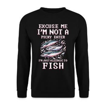 Allergie au poisson Je suis juste allergique au poisson - Sweat-shirt Unisexe - noir - Devant - Alina (178cm) & Michal (187cm)