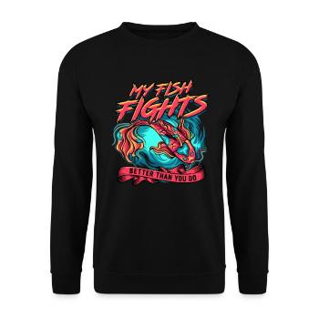 Kampffisch Siamesische Kampffische - Unisex Pullover - Schwarz - Vorne - Alina (178cm) & Michal (187cm)