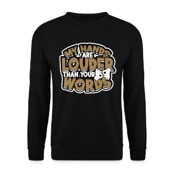ASL Dolmetscher Gebärdensprache - Unisex Pullover - Schwarz - Vorne - Alina (178cm) & Michal (187cm)