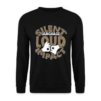 ASL Dolmetscher Gebärdensprache - Unisex Pullover - Schwarz - Vorne - Alina (178cm) & Michal (187cm)