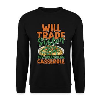 Grüner Bohnenauflauf Green Bean Casserole - Unisex Sweatshirt - black - Front - Alina (178cm) & Michal (187cm)