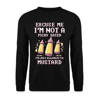 Senfallergie I'm Just Allergic To Mustard - Unisex Pullover - Schwarz - Vorne - Alina (178cm) & Michal (187cm)