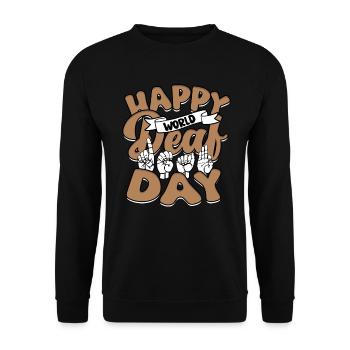 ASL Dolmetscher Happy World Deaf Day - Unisex Pullover - Schwarz - Vorne - Alina (178cm) & Michal (187cm)
