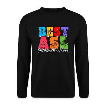 ASL Dolmetscher Gebärdensprache - Unisex Pullover - Schwarz - Vorne - Alina (178cm) & Michal (187cm)