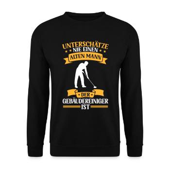 Nettoyeur de bâtiment vieil homme nettoyeur de vitres - Sweat-shirt Unisexe - noir - Devant - Alina (178cm) & Michal (187cm)