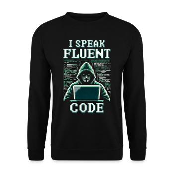 Penetrationstester I speak fluent code - Unisex Sweatshirt - black - Front - Alina (178cm) & Michal (187cm)