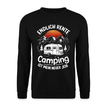Endlich Rente Camping ist mein neuer Job | Campen - Unisex Pullover - Schwarz - Vorne - Alina (178cm) & Michal (187cm)