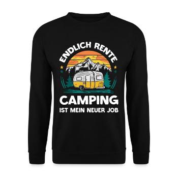 Endlich Rente Camping ist mein neuer Job | Campen - Unisex Pullover - Schwarz - Vorne - Alina (178cm) & Michal (187cm)