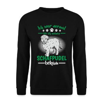 Sheep poodle used to be normal Old German herding dog - Unisex Sweatshirt - black - Front - Alina (178cm) & Michal (187cm)