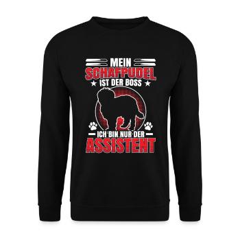 Schafpudel ist der Altdeutscher Hütehund - Unisex Pullover - Schwarz - Vorne - Alina (178cm) & Michal (187cm)