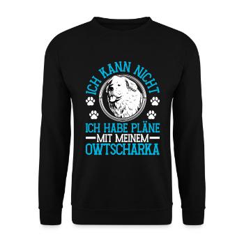 Ovcharka Plans with Caucasian Ovcharka - Unisex Sweatshirt - black - Front - Alina (178cm) & Michal (187cm)