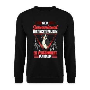 Mountain Dog beautifies space Swiss Mountain Dog - Unisex Sweatshirt - black - Front - Alina (178cm) & Michal (187cm)