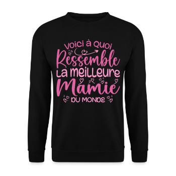 Cadeau Meilleure Mamie du Monde Cadeau Super Mamie - Sweat-shirt Unisexe - noir - Devant - Alina (178cm) & Michal (187cm)