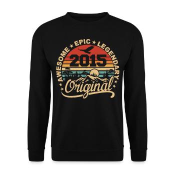 Original 2015 Retro 2015 Geburtstagsgeschenk 2015 - Unisex Pullover - Schwarz - Vorne - Alina (178cm) & Michal (187cm)