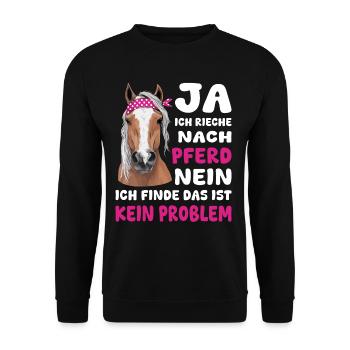 Ja ich rieche nach Pferd | Haflinger Pferdemädchen - Unisex Pullover - Schwarz - Vorne - Alina (178cm) & Michal (187cm)