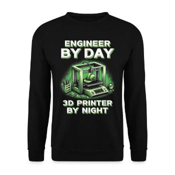 3D Printing 3D Engineer By Day 3D Printer By Night - Unisex Sweatshirt - black - Front - Alina (178cm) & Michal (187cm)