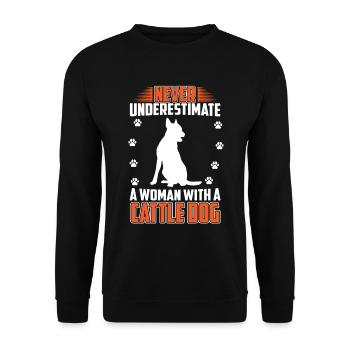 Femme avec chien de bétail australien Chien de bétail - Sweat-shirt Unisexe - noir - Devant - Alina (178cm) & Michal (187cm)