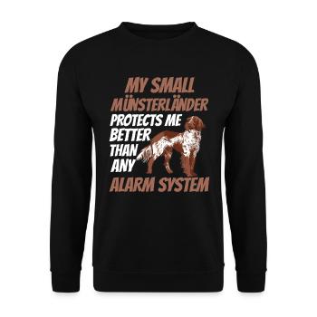 Kleiner Münsterländer beschützt mich - Unisex Pullover - Schwarz - Vorne - Alina (178cm) & Michal (187cm)