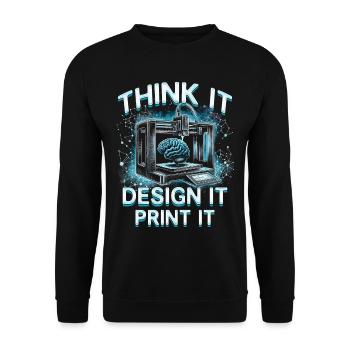 Impression 3D Ingénieur 3D Think It Design It - Sweat-shirt Unisexe - noir - Devant - Alina (178cm) & Michal (187cm)
