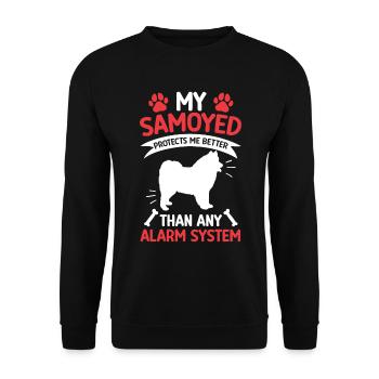 Samojede beschützt mich Samojedenspitz Samojede - Unisex Pullover - Schwarz - Vorne - Alina (178cm) & Michal (187cm)