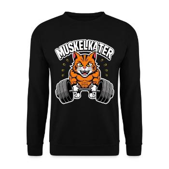 Muskelkater | Kraftsport | Fitness Bodybuilder - Unisex Pullover - Schwarz - Vorne - Alina (178cm) & Michal (187cm)