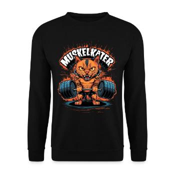 Muskelkater | Fitness Bodybuilder | Kraftsport - Unisex Pullover - Schwarz - Vorne - Alina (178cm) & Michal (187cm)