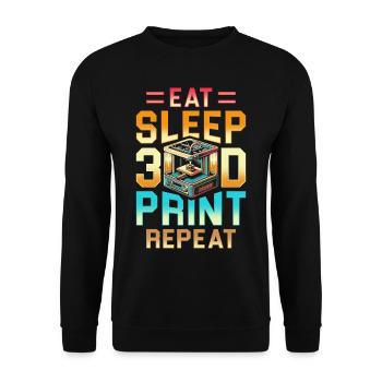 3D Printing 3D Engineer Eat Sleep 3D Print Repeat - Unisex Sweatshirt - black - Front - Alina (178cm) & Michal (187cm)