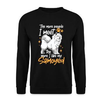 Samojede mehr mögen Samojedenspitz Samojede - Unisex Pullover - Schwarz - Vorne - Alina (178cm) & Michal (187cm)