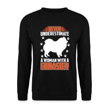 Woman with Eurasier Eurasian Spitz Eurasier - Unisex Sweatshirt - black - Front - Alina (178cm) & Michal (187cm)