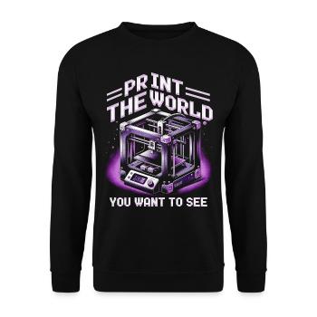 3D Druck Print The World You Want To See - Unisex Pullover - Schwarz - Vorne - Alina (178cm) & Michal (187cm)