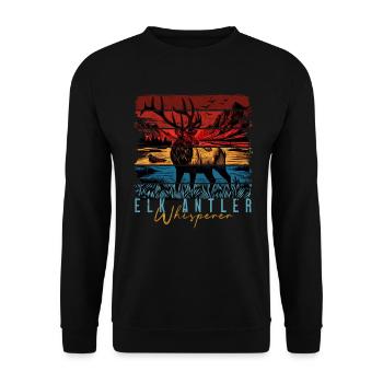 Geweih Abwurfstangen Elk Antler Whisperer - Unisex Pullover - Schwarz - Vorne - Alina (178cm) & Michal (187cm)