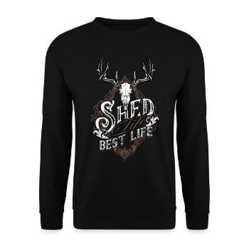 Antler Throwing Poles Shed Life Best Life - Unisex Sweatshirt - black - Front - Alina (178cm) & Michal (187cm)