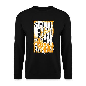 Geweih Geweihjagd Scout Find Pack Repeat - Unisex Pullover - Schwarz - Vorne - Alina (178cm) & Michal (187cm)