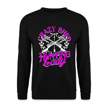 Antlers Crazy Shed Hunting Lady - Unisex Sweatshirt - black - Front - Alina (178cm) & Michal (187cm)