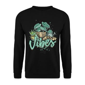 Plant Collector Plant Leafy Vibes - Unisex Sweatshirt - black - Front - Alina (178cm) & Michal (187cm)