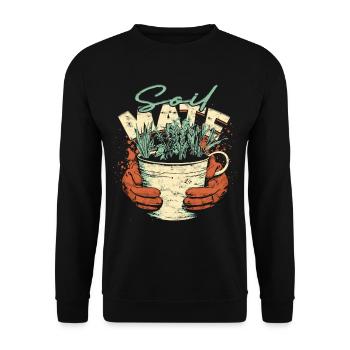 Pflanzen Pflanzensammler Pflanze Soil Mate - Unisex Pullover - Schwarz - Vorne - Alina (178cm) & Michal (187cm)