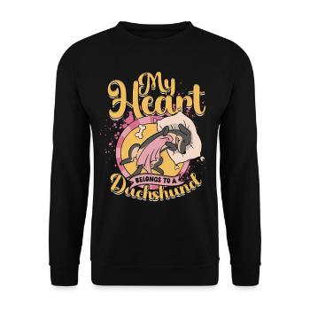 Dackel Mon cœur appartient à un teckel - Sweat-shirt Unisexe - noir - Devant - Alina (178cm) & Michal (187cm)