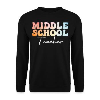 Middle School Teacher Groovy Back to School - Unisex Sweatshirt - black - Front - Alina (178cm) & Michal (187cm)