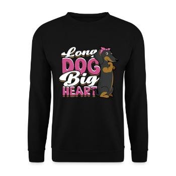 Teckel à poil dur Teckel Long Chien Grand Coeur - Sweat-shirt Unisexe - noir - Devant - Alina (178cm) & Michal (187cm)