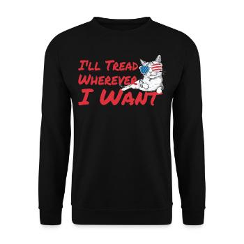 I'll Tread Wherever I Want Retro Vintage Cat Lover - Unisex Sweatshirt - black - Front - Alina (178cm) & Michal (187cm)