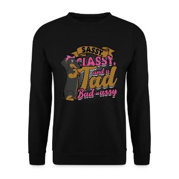 Dachshund wire-haired dachshund - Unisex Sweatshirt - black - Front - Alina (178cm) & Michal (187cm)