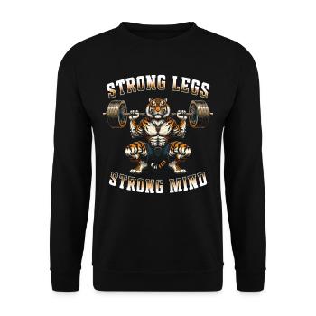 Beintraining Bodybuilder Strong Legs Strong Mind - Unisex Pullover - Schwarz - Vorne - Alina (178cm) & Michal (187cm)