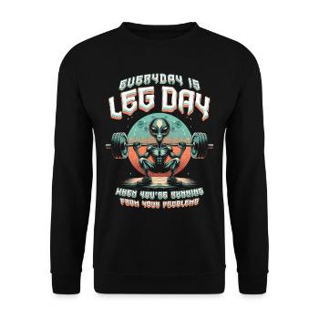 Leg Training Bodybuilder Everday Is Leg Day - Unisex Sweatshirt - black - Front - Alina (178cm) & Michal (187cm)