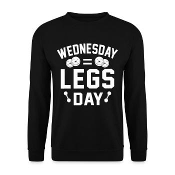 Beintraining Bodybuilder Wednesday Legs Day - Unisex Pullover - Schwarz - Vorne - Alina (178cm) & Michal (187cm)